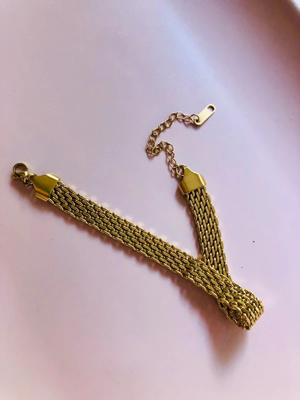 Pulseira de Malha Entrançada em Aço Inoxidável Dourado | Nova – photo 5